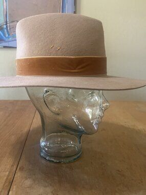 Lack Of Color Benson Hat Taupe brown 57CM Sz M Australian Wool Velvet Band